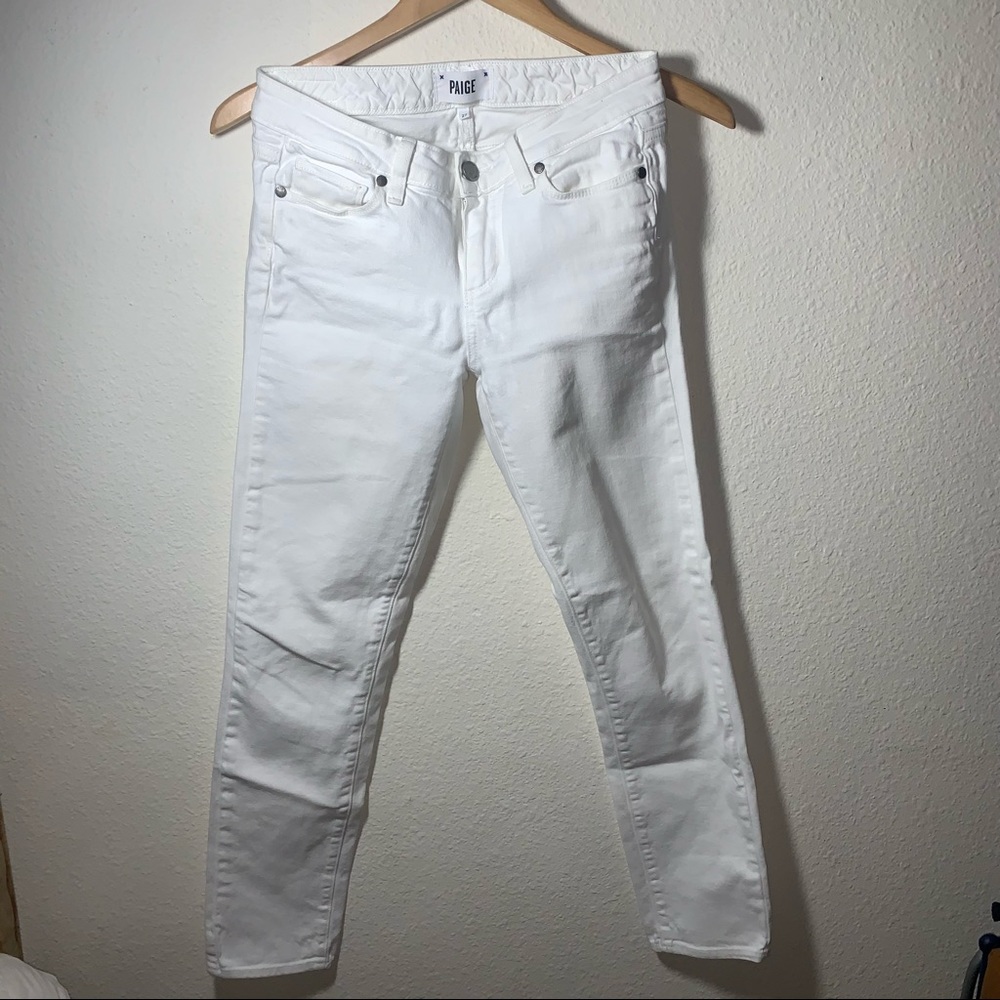 Paige White Skinny Ankle Peg Jeans, Size 27